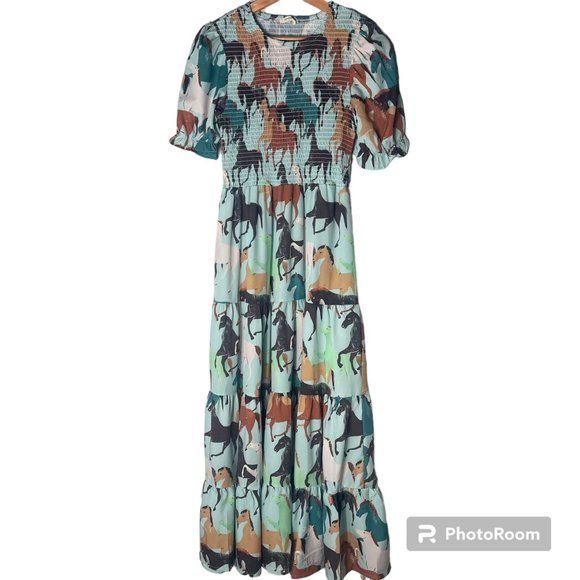 Sunday Up Dresses & Skirts - Sunday Up Smocked Tiered Midi/Maxi Dress Size L